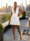 ADORNED 3D FLORAL APPLIQUES CRYSTAL DETAIL BANDAGE MINI DRESS