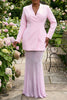 LONG SLEEVES STRUCTURED BLAZER AND MESH MAXI SKIRT SET (LIGHT PINK)