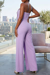 STRAPLESS TEAR DROP STONE FLAP JUMPSUIT (LAVENDER)