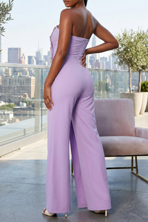 STRAPLESS TEAR DROP STONE FLAP JUMPSUIT (LAVENDER)