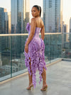 BANDAGE BODYCON RUFFLE BUSTIER DRESS (LAVENDER)