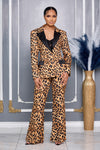 LEOPARD PRINT DOUBLE BREASTED JACKET WITH MATCHING PANTS SET