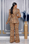 LEOPARD PRINT DOUBLE BREASTED JACKET WITH MATCHING PANTS SET