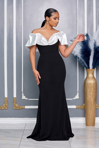 SWEETHEART NECKLINE OFF SHOULDER RUFFLE MERMAID MAXI DRESS