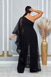 CAPE SINGLE SHOULDER WIDE LEG JUMPSUIT (BLACK)