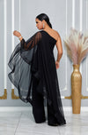 CAPE SINGLE SHOULDER WIDE LEG JUMPSUIT (BLACK)