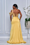 COUTURE-INSPIRED BEADED BODICE ONE SHOULDER GOWN WITH SIDE TRAIN