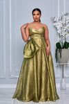 STRAPLESS SWEETHEART NECKLINE SIDE BOW STATEMENT GOWN