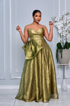 STRAPLESS SWEETHEART NECKLINE SIDE BOW STATEMENT GOWN
