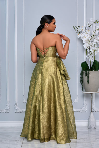 STRAPLESS SWEETHEART NECKLINE SIDE BOW STATEMENT GOWN