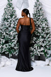 RECTANGLE RHINESTONE SATIN MERMAID MAXI DRESS (BLACK)