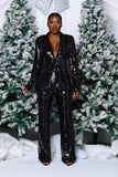 ICON BLACK SEQUIN BLAZER PANTSUIT