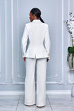 SOLID LINEN DOUBLE BREASTED BLAZER & PANTS (WHITE)
