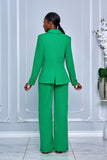 SOLID LINEN DOUBLE BREASTED BLAZER & PANTS (GREEN)