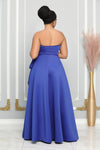 ELEGANCE STRAPLESS SIDE RUFFLE GOWN (ROYAL BLUE)