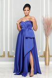 ELEGANCE STRAPLESS SIDE RUFFLE GOWN (ROYAL BLUE)
