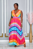 VACAY MULTI OMBRE PLEATED MAXI DRESS (MULTICOLOR)