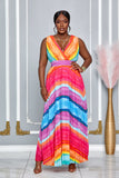 VACAY MULTI OMBRE PLEATED MAXI DRESS (MULTICOLOR)