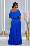 ELEGANT OFF SHOULDER PLEATED MAXI DRESS (ROYAL BLUE)