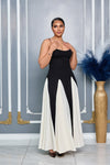 SWEETHEART NECKLINE CONTRAST SLIM MAXI DRESS