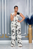 ABSTRACT RPINT SLEEVELESS BLAZER AND PANTS SET
