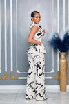 ABSTRACT RPINT SLEEVELESS BLAZER AND PANTS SET