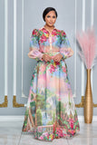 TROPICAL PARADISE COLLARED TOP AND MAXI SKIRT SET (MULTI)