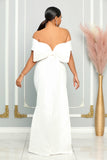 RIBBON ON THE BACK WITH TRAIN MAXI DRESS (WHITE)