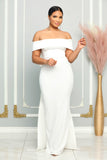 RIBBON ON THE BACK WITH TRAIN MAXI DRESS (WHITE)