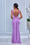 BACK BOW DETAIL TRAIN GLITTER MERMAID MAXI DRESS (ORCHID)