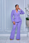 DOUBLE-BREASTED BLAZER WITH MATCHING PANTS SET (LAVENDER)