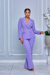 DOUBLE-BREASTED BLAZER WITH MATCHING PANTS SET (LAVENDER)