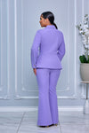 DOUBLE-BREASTED BLAZER WITH MATCHING PANTS SET (LAVENDER)
