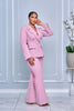 DOUBLE-BREASTED BLAZER WITH MATCHING PANTS SET (PINK)