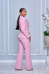 DOUBLE-BREASTED BLAZER WITH MATCHING PANTS SET (PINK)