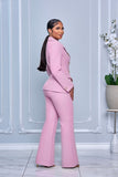 DOUBLE-BREASTED BLAZER WITH MATCHING PANTS SET (PINK)