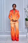 TROPICAL OMBRE PALM TREE PRINT JACKET AND PANTS SET