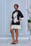 BEARD EMBELLISHED FLORAL APPLIQUE MINI DRESS