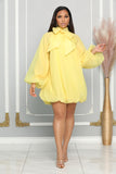 MISS CHIC NECK BOW BUBBLE DRESS (YELLOW)