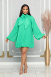 MISS CHIC NECK BOW BUBBLE DRESS (GREEN)