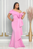 BOW STATEMENT SINGLE SHOULDER GOWN (PINK)