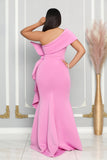 BOW STATEMENT SINGLE SHOULDER GOWN (PINK)