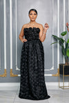 3D ROSETTES TUBE MAXI DRESS (BLACK)