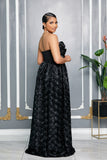 3D ROSETTES TUBE MAXI DRESS (BLACK)