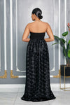 3D ROSETTES TUBE MAXI DRESS (BLACK)