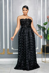 3D ROSETTES TUBE MAXI DRESS (BLACK)