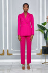 DOUBLE BREASTED BLAZER & PANTS SUIT SET (FUCHSIA)