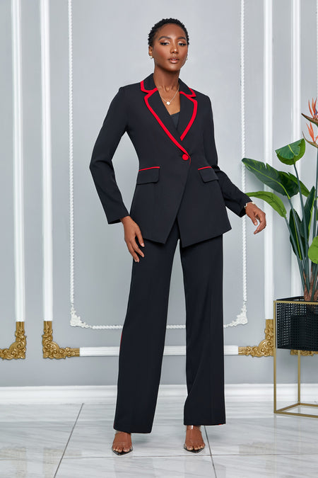 PARIS CHIC DOUBLE BREASTED BLAZER AND PANTS SET (BLACK)