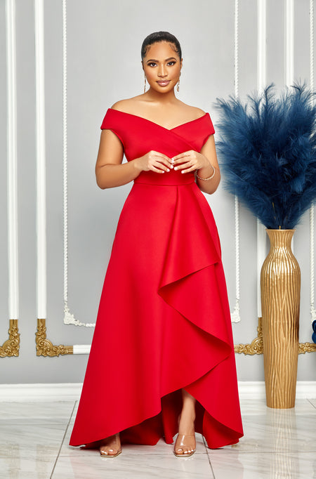 BOW STATEMENT SINGLE SHOULDER GOWN (RED)