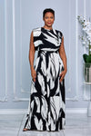 ABSTRACT PRINT SCARF-NECK DETAIL WIDE-LEG JUMPSUIT